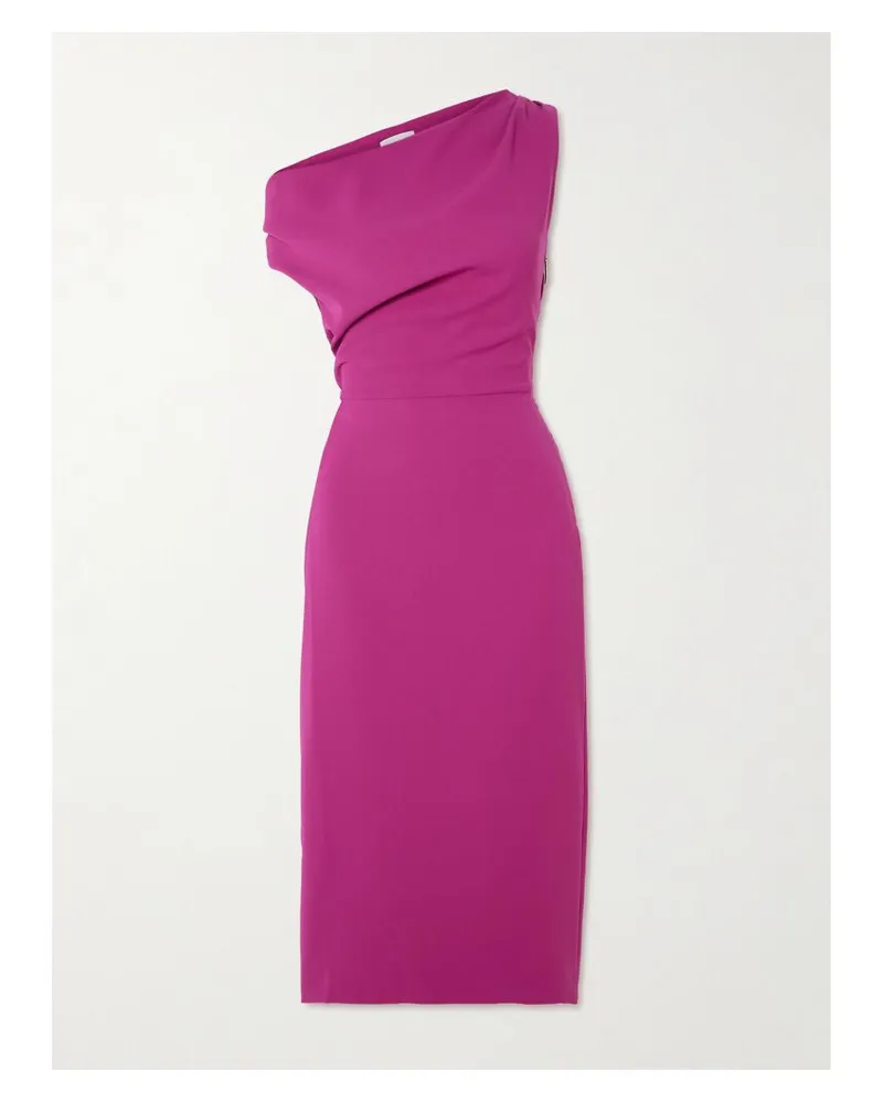 16ARLINGTON Kira Asymmetrisches Midikleid Aus Crêpe Mit Raffungen - Pink Pink