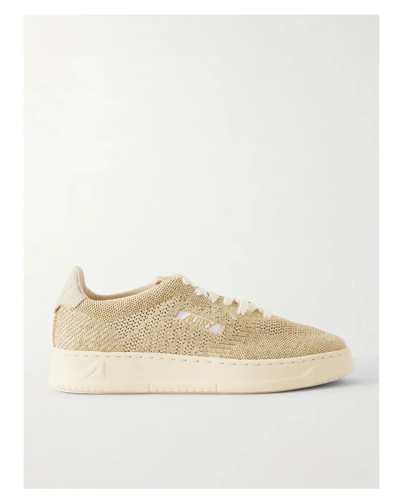 AUTRY Easeknit Sneakers Aus Strick Mit Metallic-garnen Und Velourslederbesätzen - Creme Creme