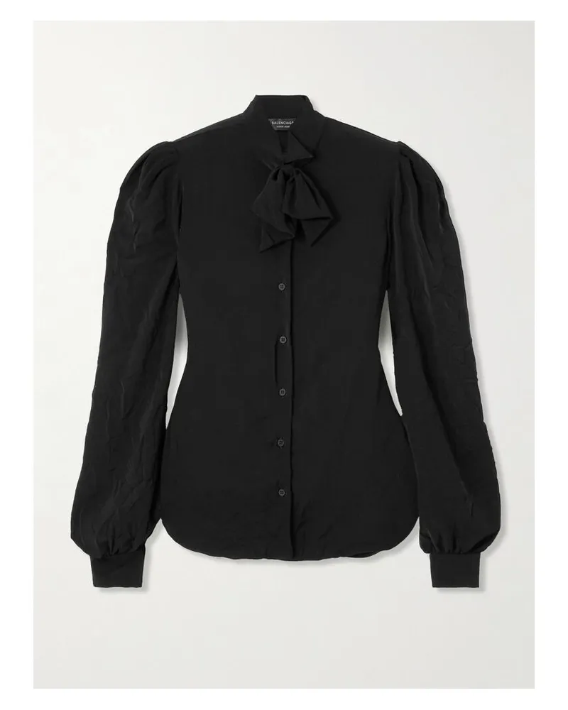 Balenciaga Hemd Aus Jersey In Knitteroptik Mit Schluppe - Schwarz Schwarz