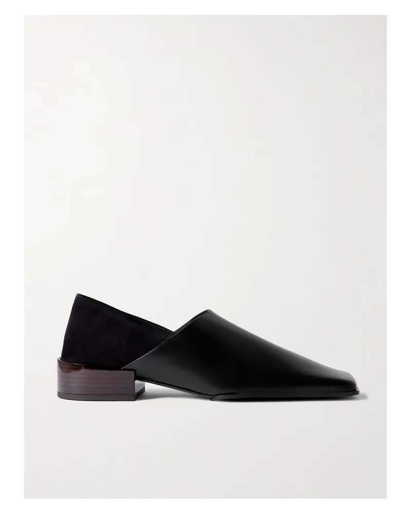 Alaïa Leather And Nubuck Loafers - Black Black