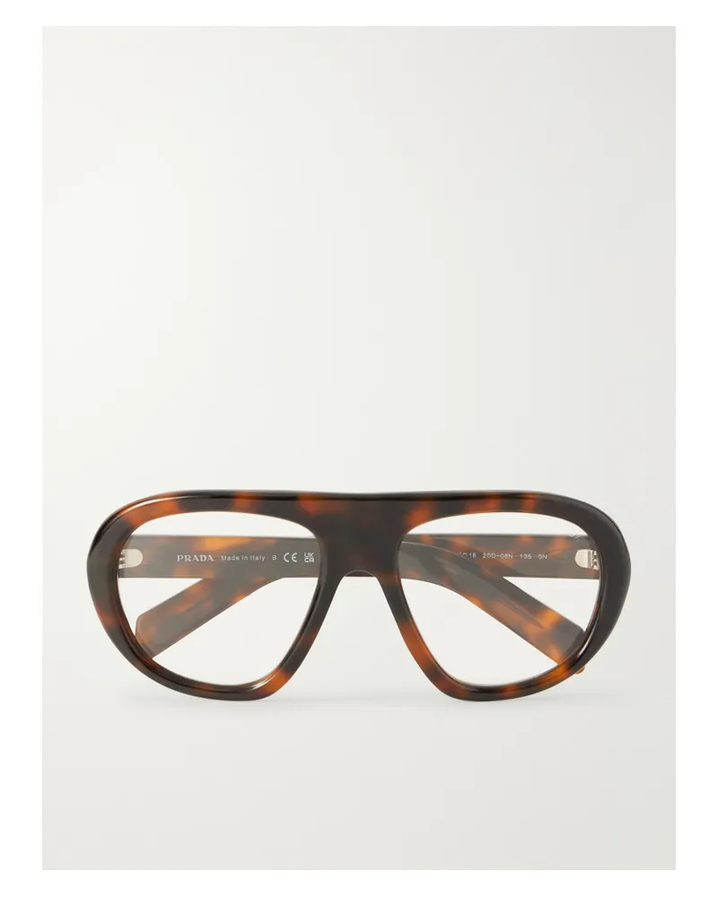Prada Brille Im Pilotenstil Aus Azetat In Hornoptik Horn