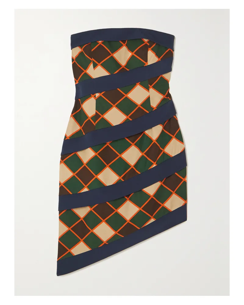 AHLUWALIA Robyn Trägerloses, Asymmetrisches Minikleid Aus Bedrucktem Twill Mit Recycelten Fasern - Neutral Neutral