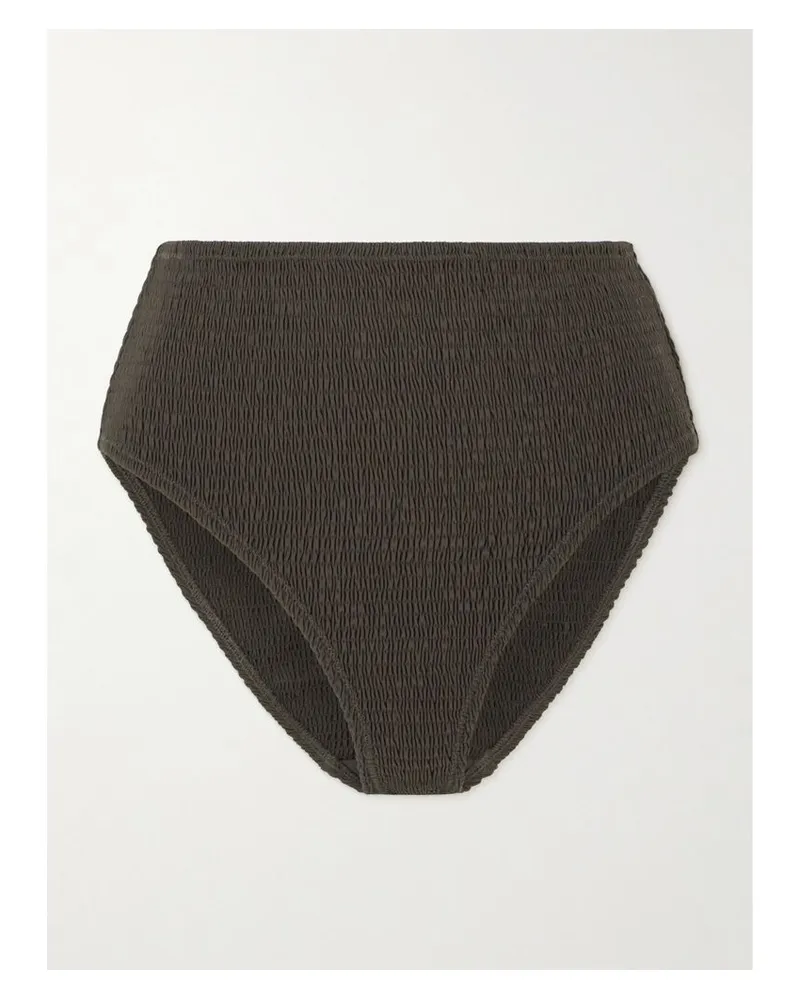 Totême Bikini-höschen Aus Gerafftem Recyceltem Stretch-material - Braun Braun