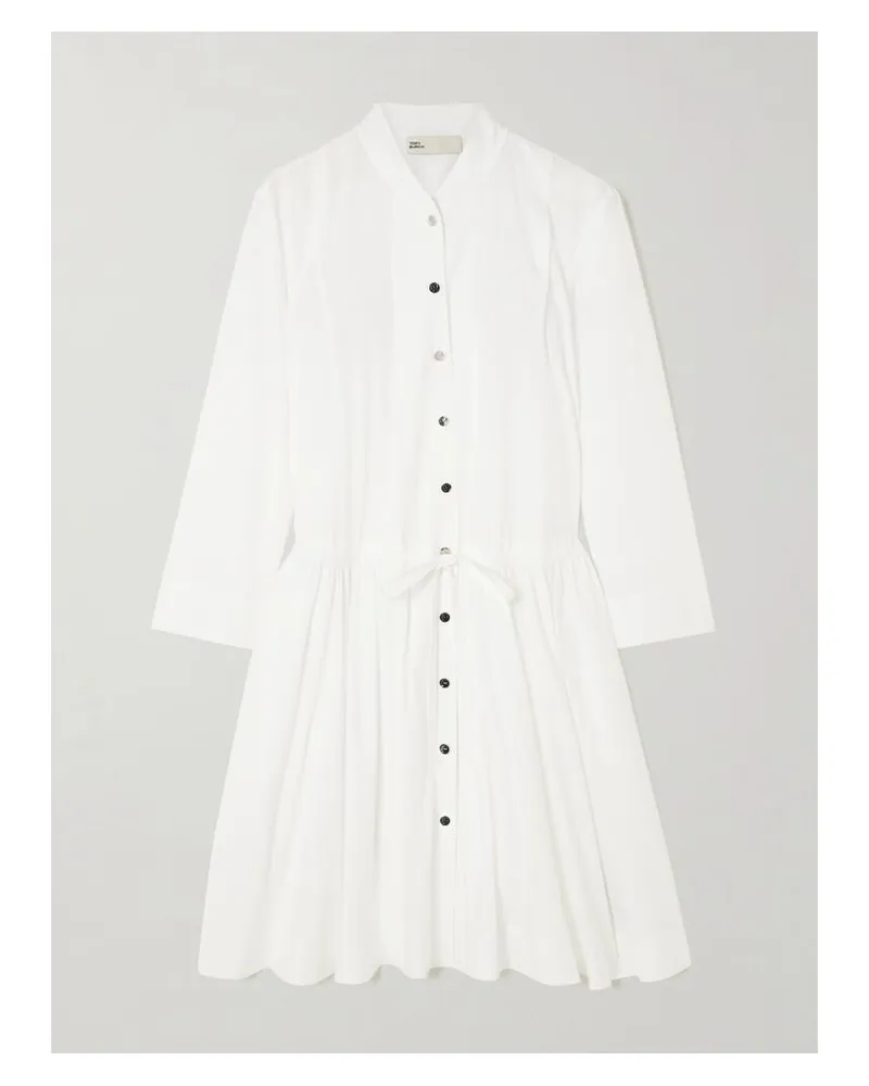 Tory Burch Minikleid Aus Baumwollpopeline Mit Falten Zum Binden - Weiß Weiß