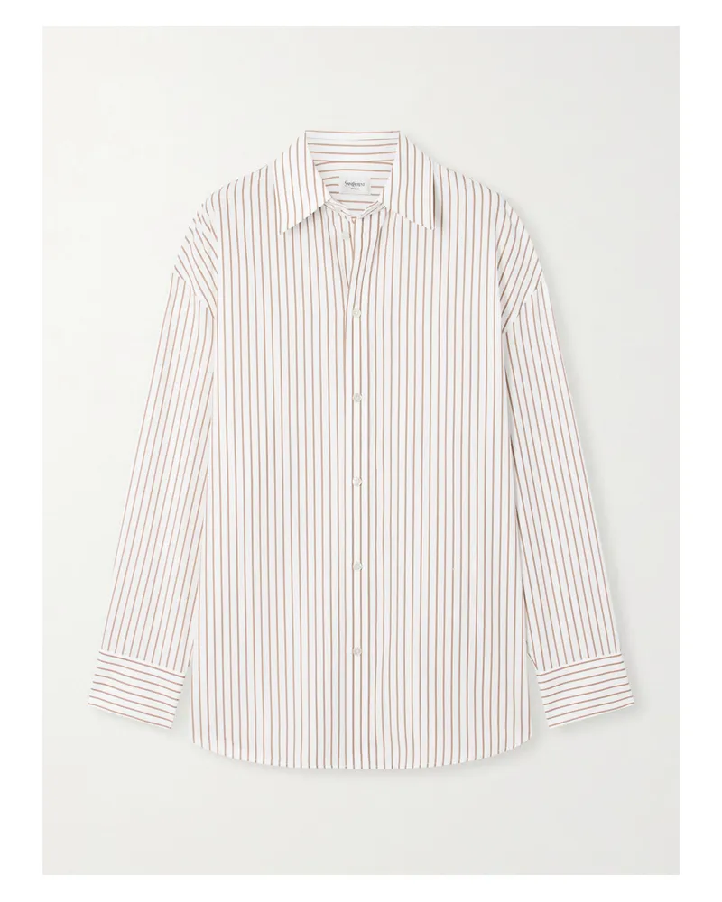 Saint Laurent Oversized-hemd Aus Gestreifter Baumwollpopeline - Braun Braun