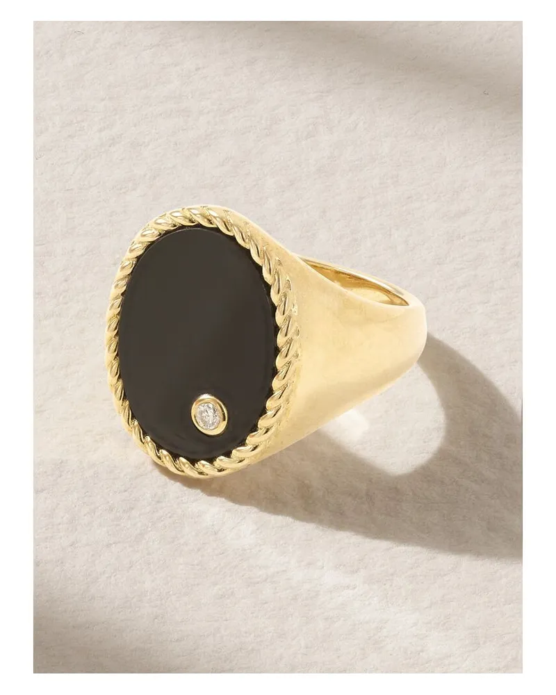 Yvonne Léon Ring Aus 9 Karat Gold Mit Onyx Und Diamant Gold