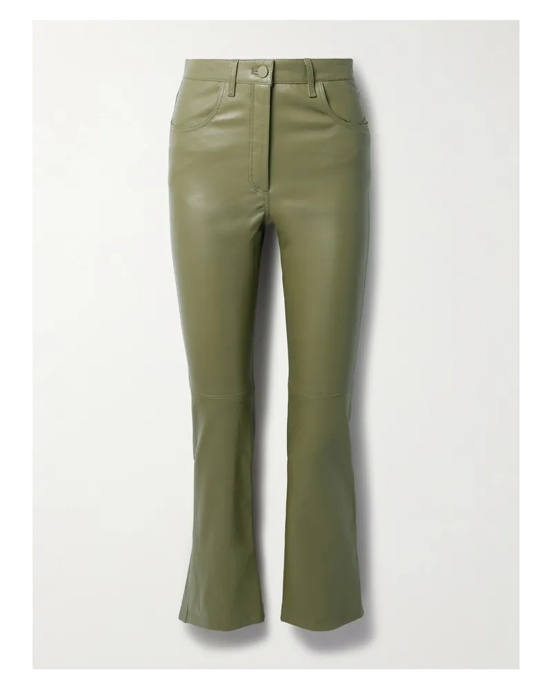 Joseph Duke Verkürzte Schlaghose Aus Leder - Grün Grün