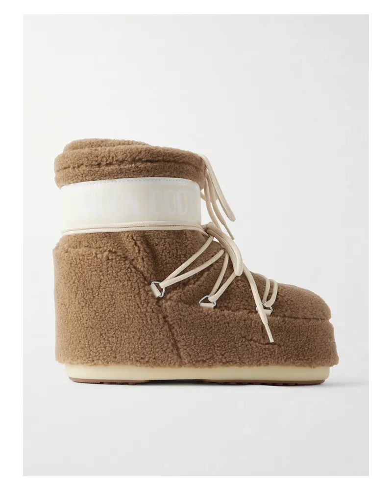 Moon Boot Icon Low Nylon-trimmed Fleece Snow Boots - Brown Brown