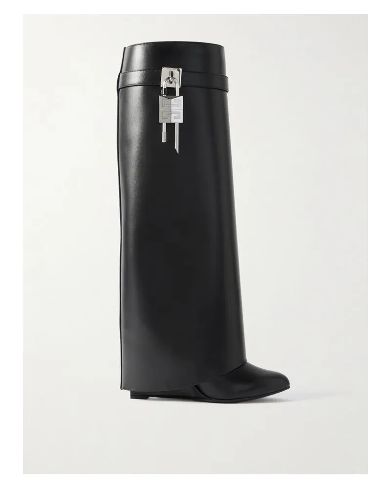 Givenchy Shark Lock Stiefel Aus Glanzleder Mit Verzierung - Schwarz Schwarz