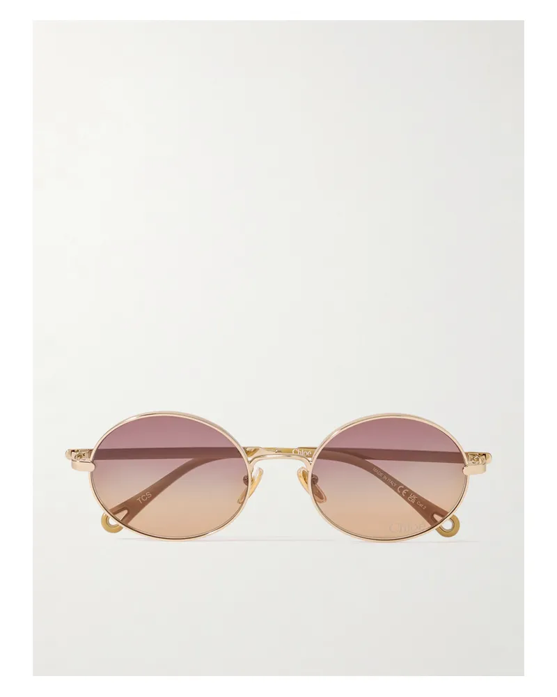 Chloé Aly Goldfarbene Sonnenbrille Mit Ovalem Rahmen Gold