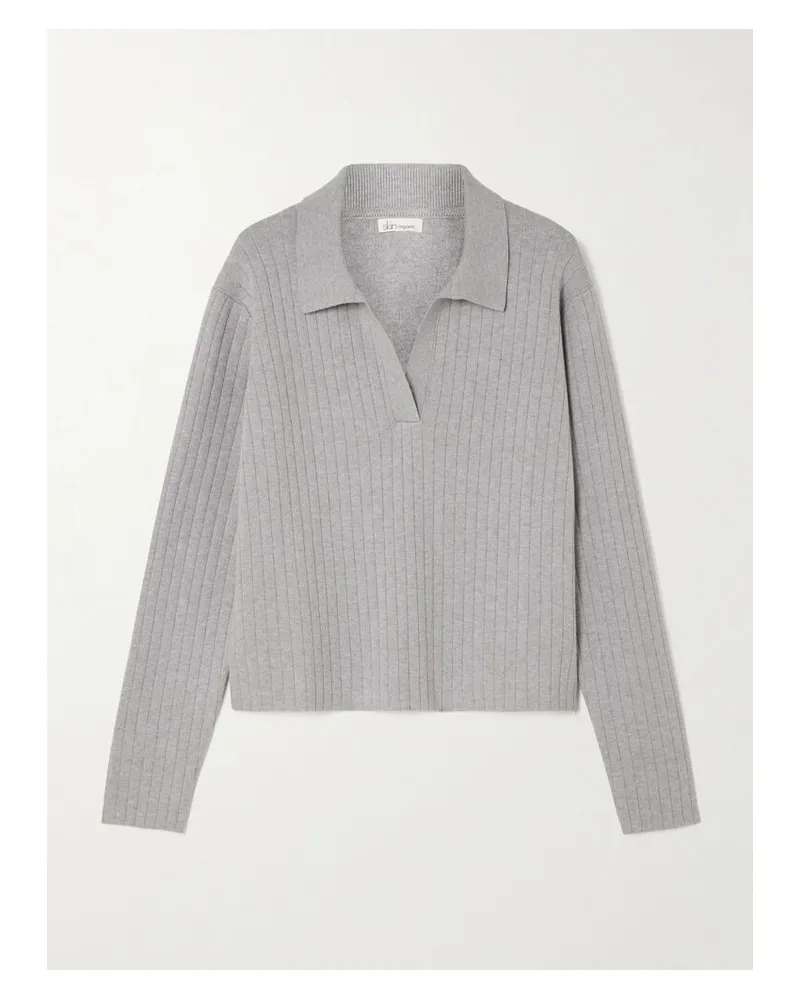 Skin Milan Pullover Aus Einer Gerippten Biobaumwoll-kaschmirmischung - Grau Grau