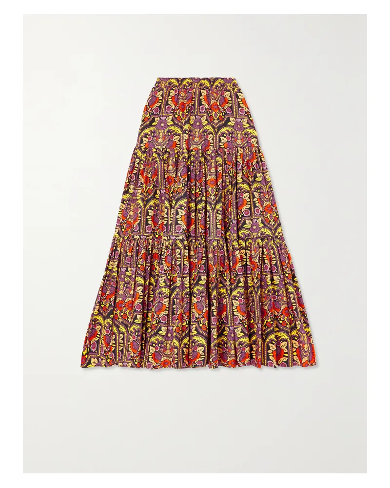 La DoubleJ Maxirock Aus Bedruckter Baumwollpopeline - Orange Orange