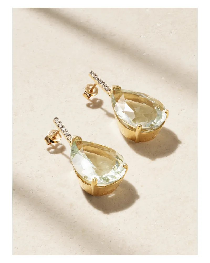 MATEO Ohrringe Aus 14 Karat Gold Mit Amethysten Und Diamanten - Grün Grün