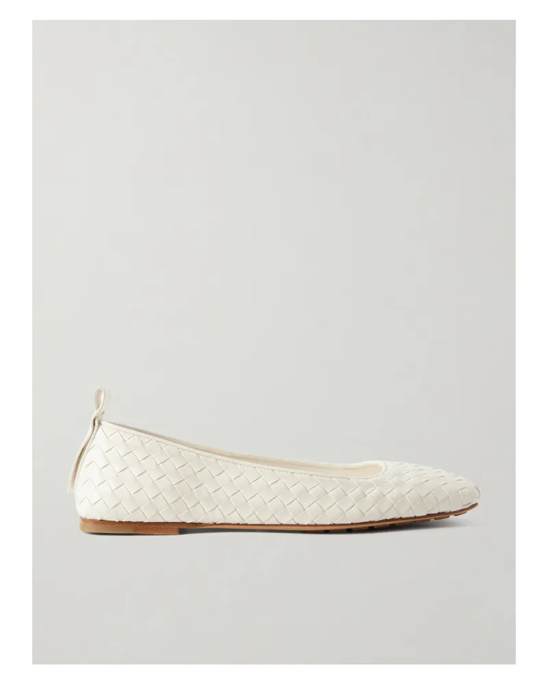 Bottega Veneta Charlotte Intrecciato Leather Ballet Flats - White White