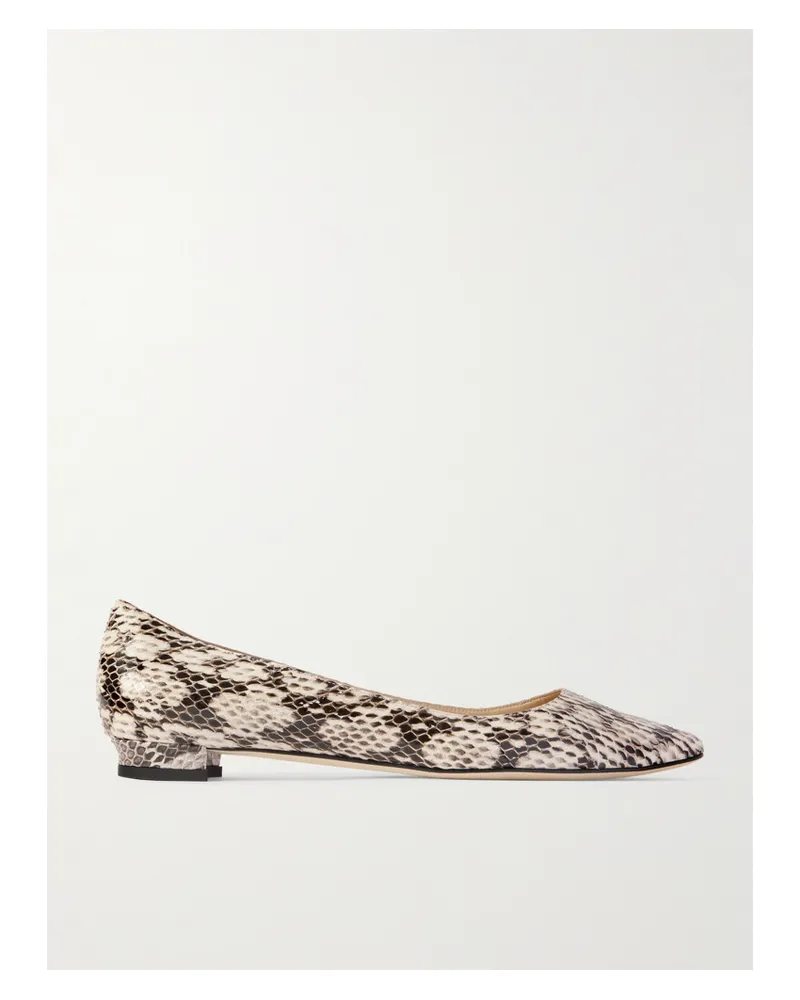 Manolo Blahnik Bb 10 Snake-effect Leather Point-toe Flats - Animal print Animal