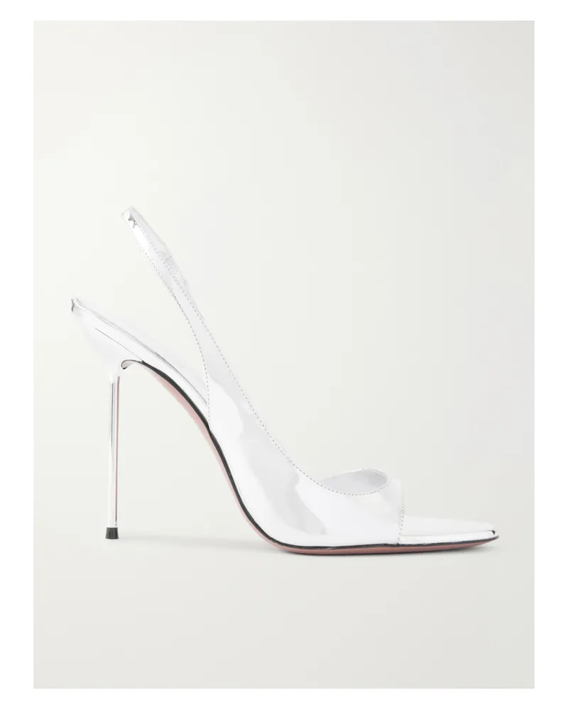 Paris Texas Lidia Mirrored-leather Slingback Sandals - Silver Silver