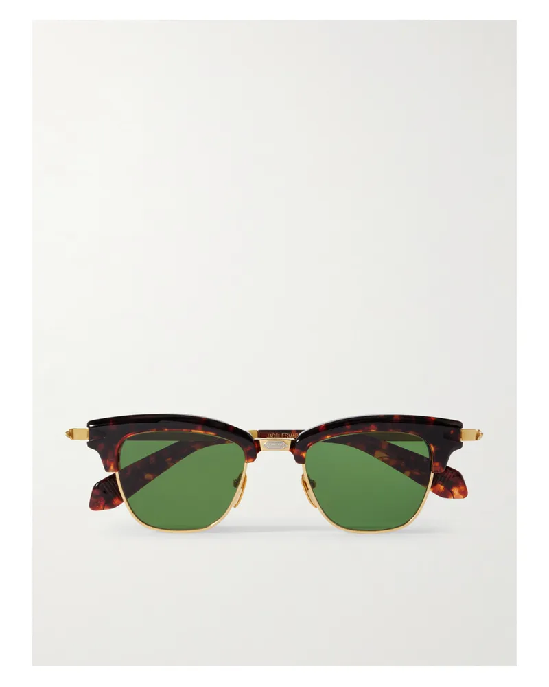 Jacques Marie Mage Sartre Sonnenbrille Mit D-rahmen Aus Azetat In Hornoptik Mit Goldfarbenen Details Horn