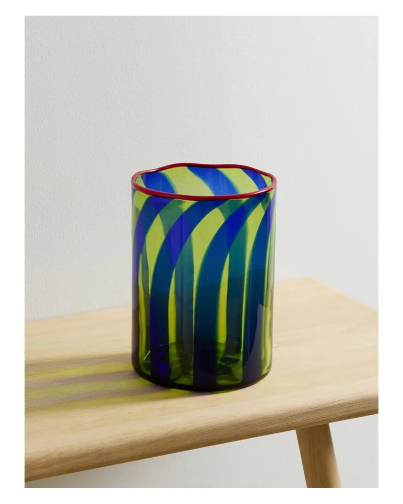 La DoubleJ Torretta Vase Aus Gestreiftem Muranoglas - Blau Blau