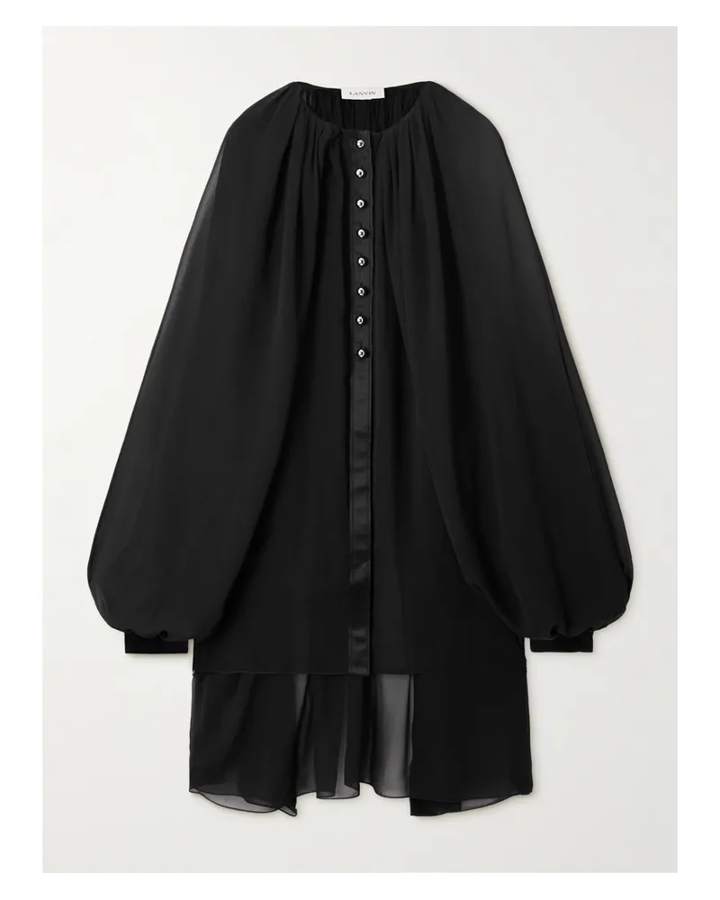 Lanvin Mehrlagige Tunika Aus Seidenchiffon Mit Raffungen - Schwarz Schwarz