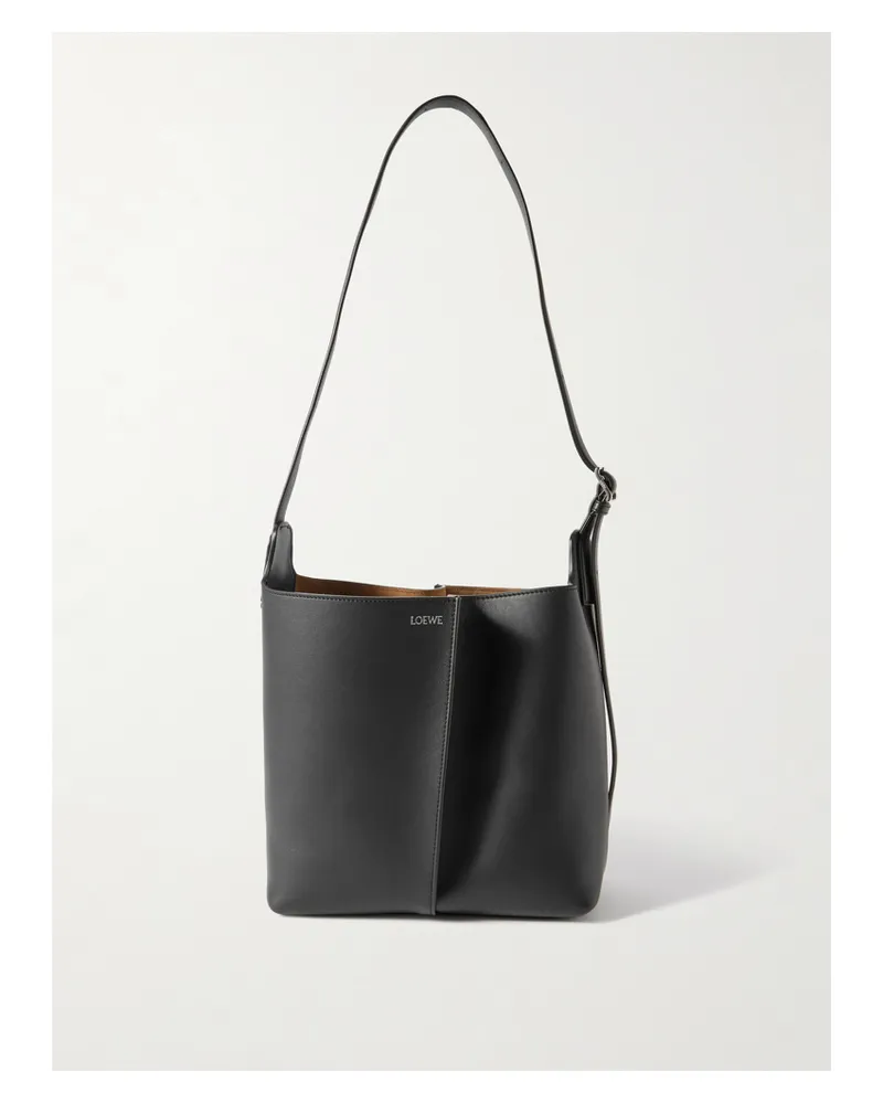 Loewe Bilbao Medium Pleated Leather Shoulder Bag - Black Black