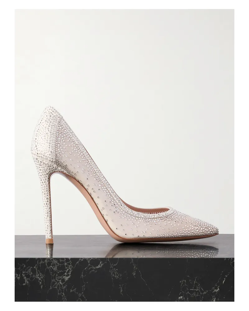 Gianvito Rossi Rania 85 Pumps Aus Organza Mit Velourslederbesätzen Und Kristallen - Wollweiß Wollweiß