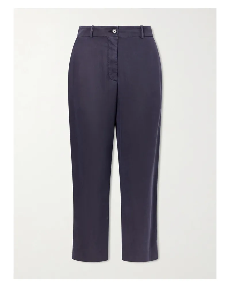 The Row Karsten Cropped Cotton Straight-leg Pants - Blue Blue