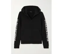 Distressed Printed Cotton-blend Jersey Hoodie - Black