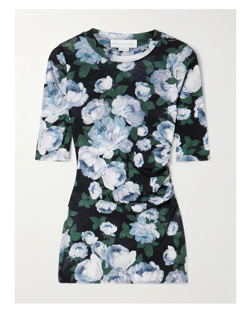 Stella McCartney Floral-print Mesh Top - Blue Blue
