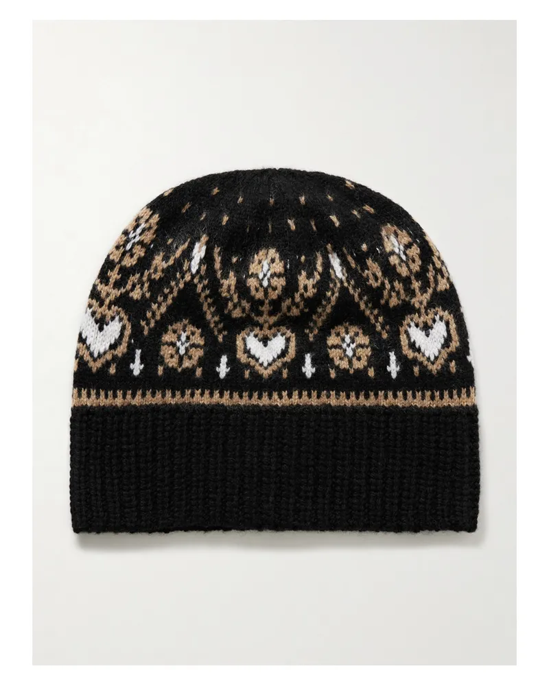 KHAITE Avers Beanie Aus Kaschmir Mit Fair-isle-muster - Schwarz Schwarz