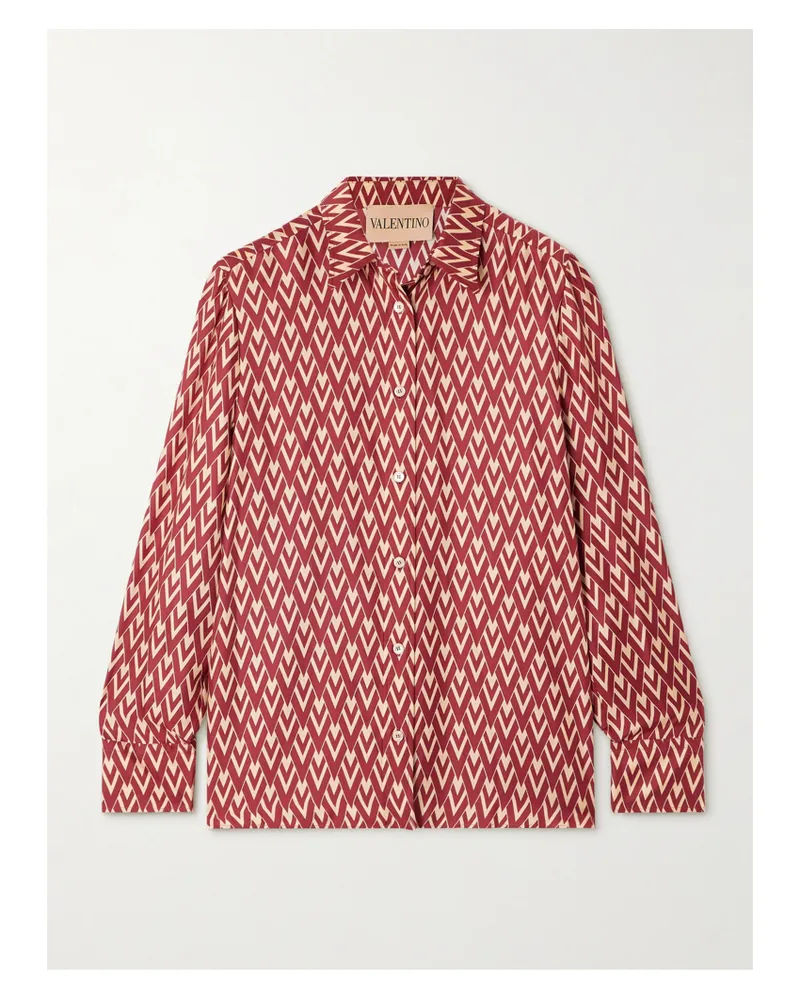 Valentino Garavani Hemd Aus Bedrucktem Seiden-twill - Rot Rot