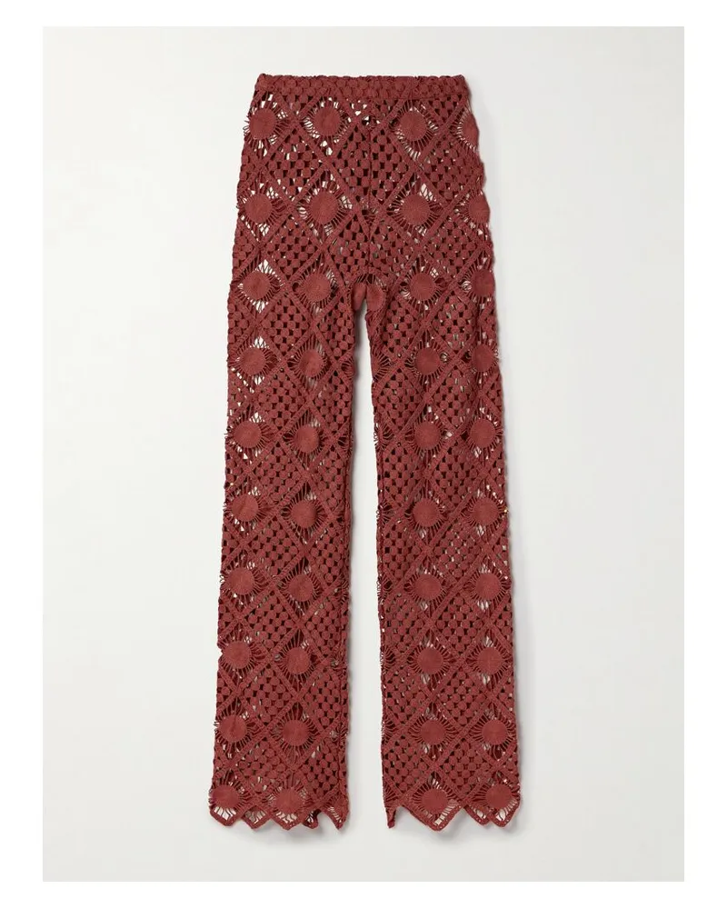 Sara Cristina Playa Hose Aus Gehäkelter Baumwolle - Rot Rot