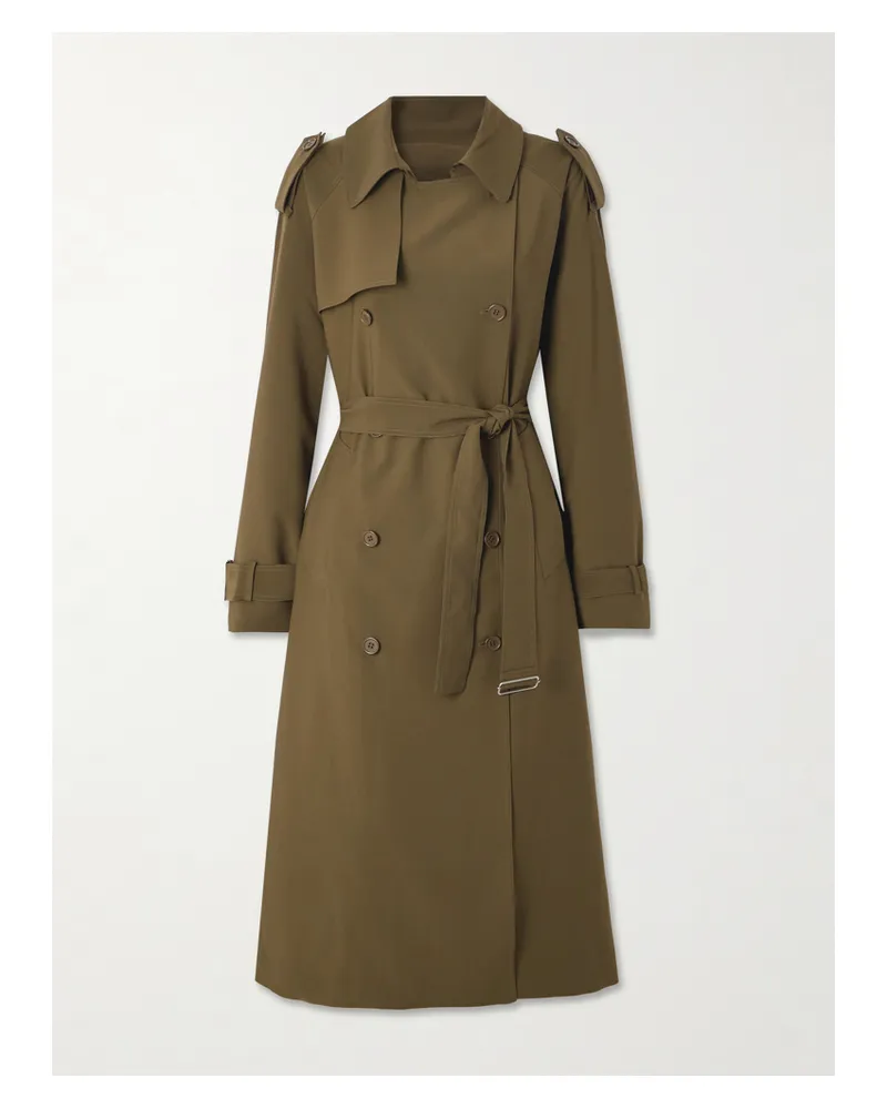 FRANKIE Shop Veyron Doppelreihiger Trenchcoat Aus Shell Mit Gürtel - Grün Grün