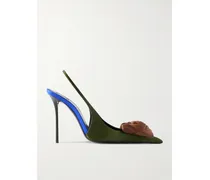 Amalia Slingback-pumps Aus Satin Mit Applikation - Grün