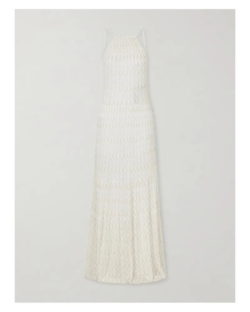 Missoni Metallic Crochet-knit Halterneck Maxi Dress - White White