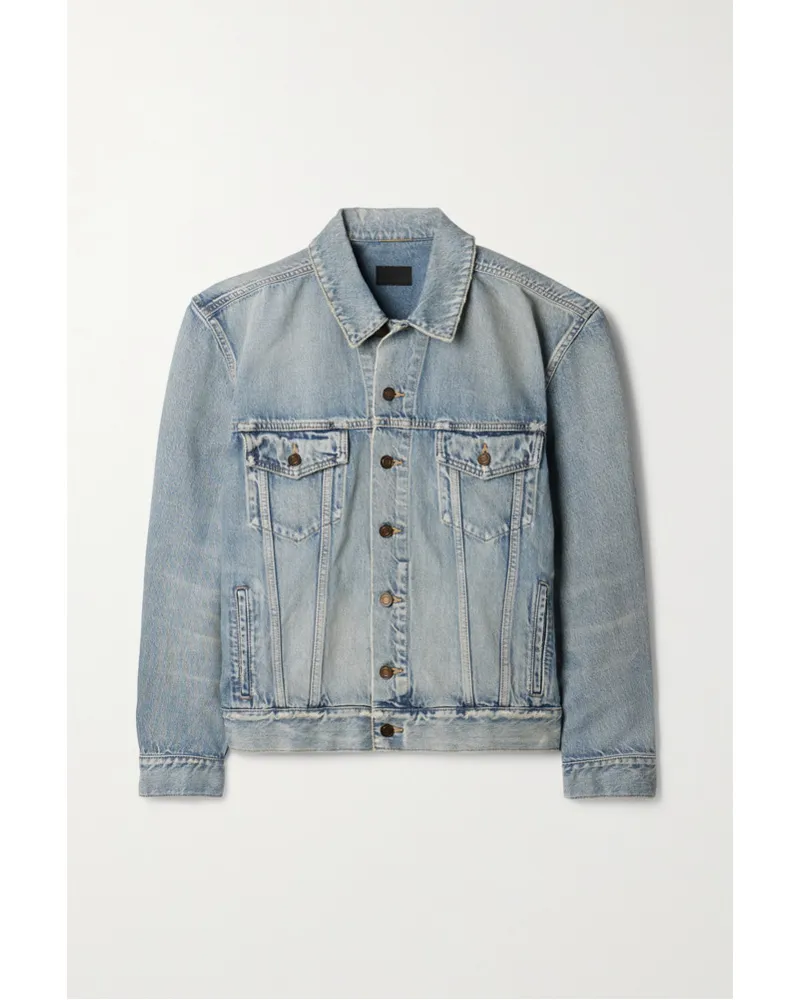 Saint Laurent Jeansjacke mit Fransen Blau