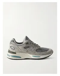 New Balance 991v2 Sneakers aus Mesh, Kunstleder und Veloursleder Silber