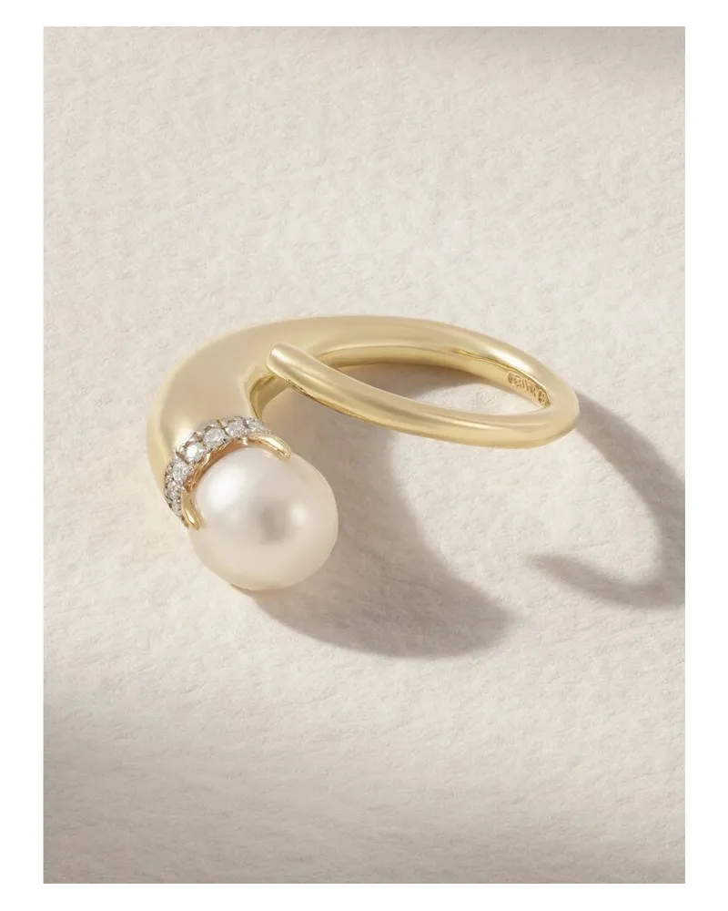 MATEO Cornucopia Ring Aus 14 karat Gold Mit Diamanten Und Perle Gold
