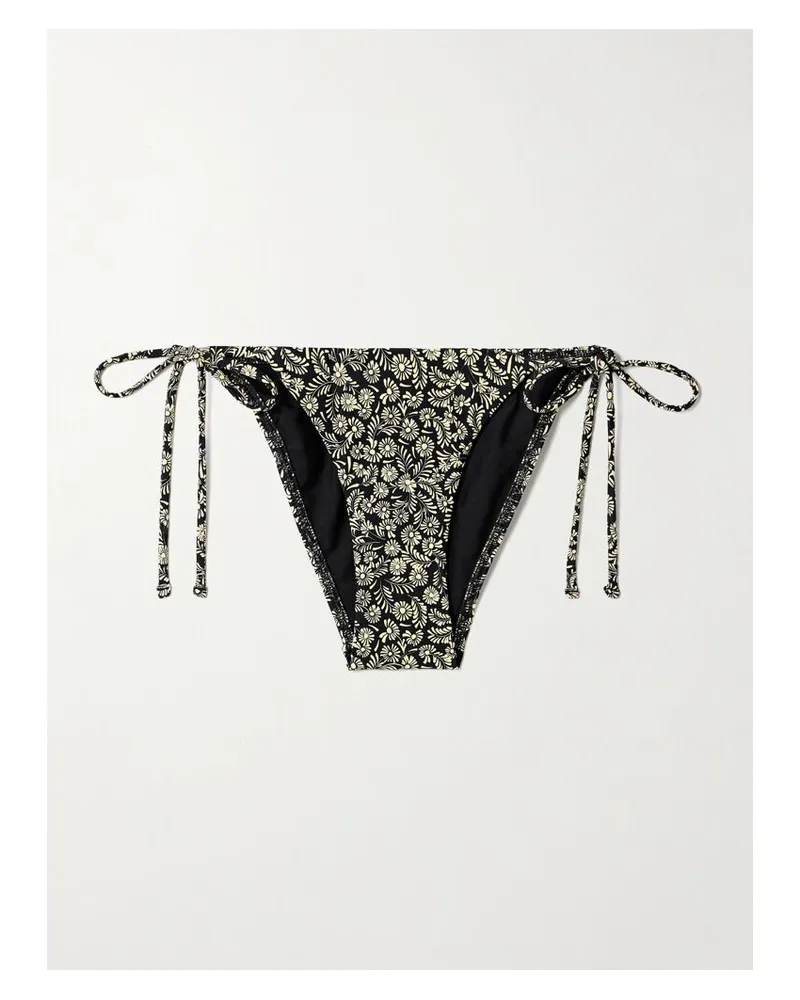 Matteau The String Bikini-höschen Aus Recyceltem Stretch-material Mit Blumenprint - Schwarz Schwarz