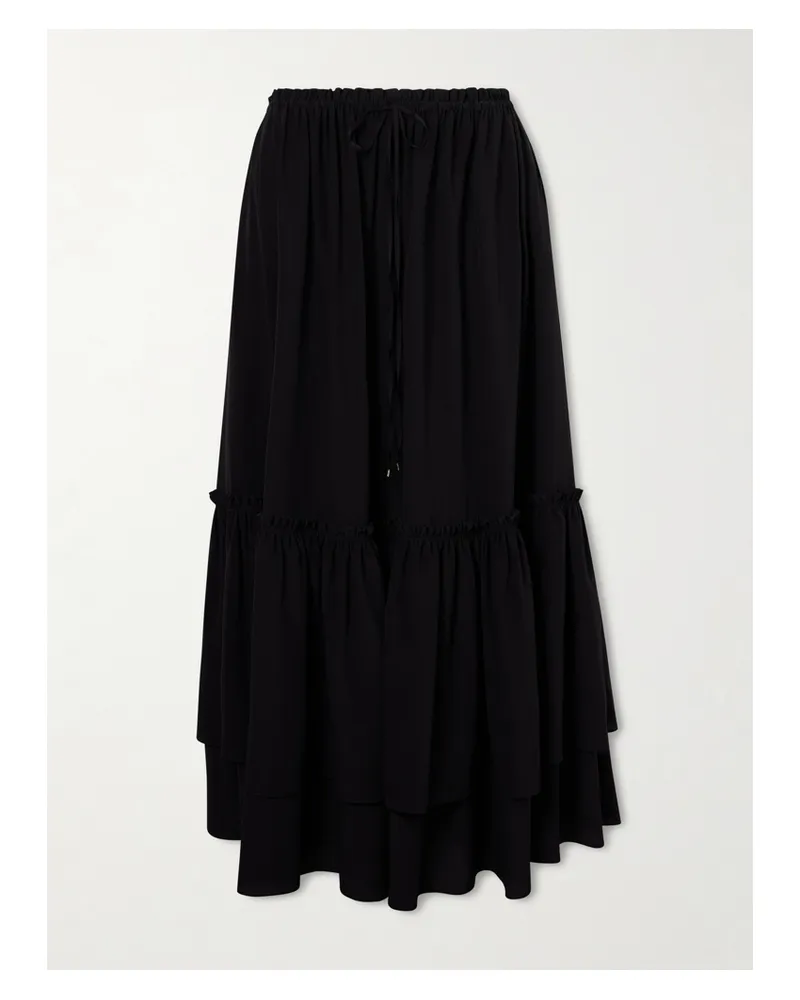 Chloé Tiered Silk Crepe De Chine Maxi Skirt - Black Black