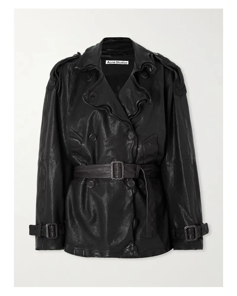Acne Studios Doppelreihige Lederjacke Mit Gürtel - Schwarz Schwarz
