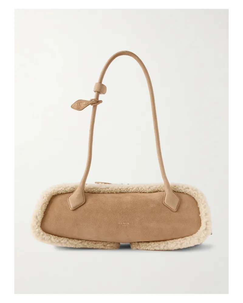 Alaïa Le Teckel Medium Shearling Shoulder Bag - Brown Brown