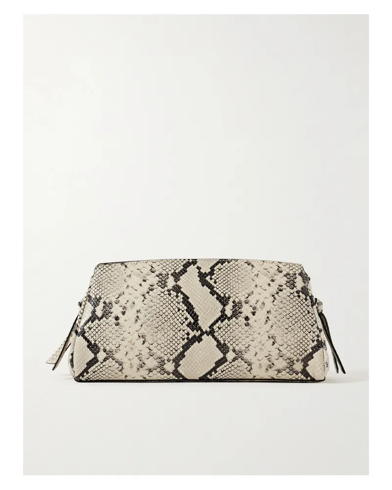STAUD Maude Snake-effect Leather Clutch - Animal print Animal
