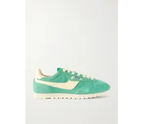 Windspin Leather-trimmed Suede Sneakers - Green