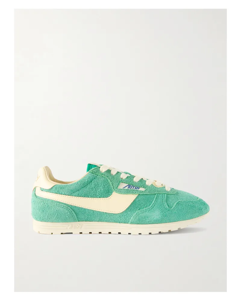 AUTRY Windspin Leather-trimmed Suede Sneakers - Green Green