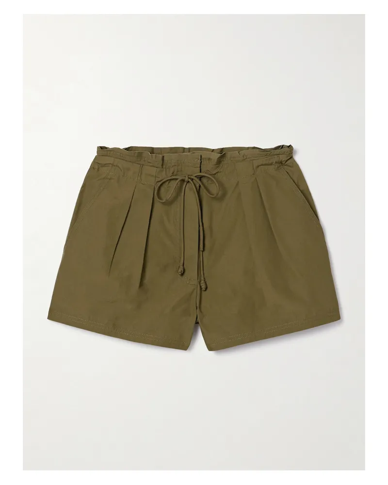 Ulla Johnson Camryn Shorts Aus Baumwollpopeline Mit Falten - Grün Grün