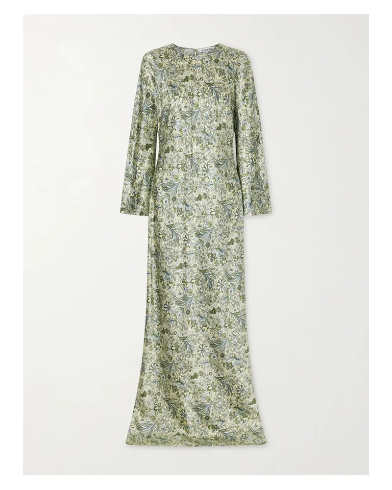 Veronica Beard Gemma Printed Silk-blend Satin Maxi Dress - Green Green