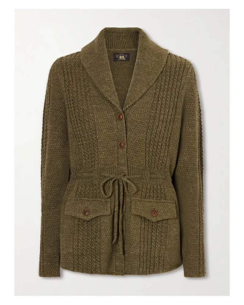 RRL Olivia Belted Cotton And Linen-blend Cardigan - Green Green