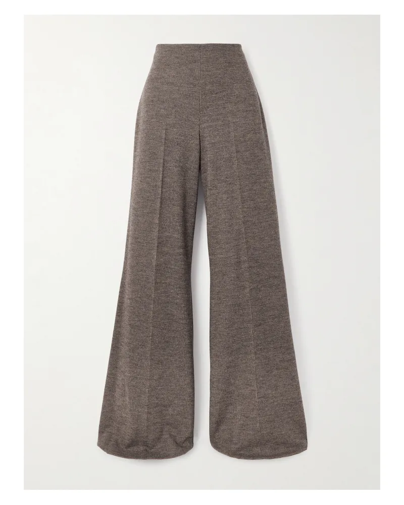 Ralph Lauren Isaiah Hose Mit Weitem Bein Aus Wolle Mit Hahnentrittmuster - Braun Braun