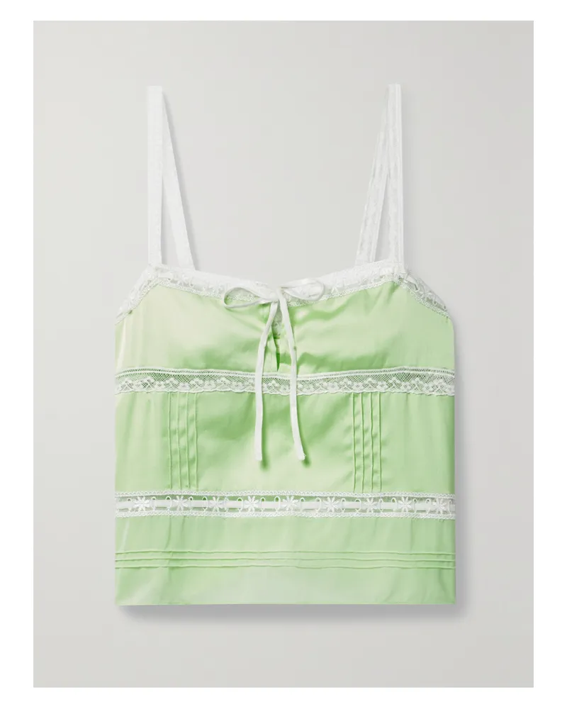 LoveShackFancy Sunny Top Aus Satin Und Chiffon Mit Biesen Und Spitzeneinsätzen - Grün Grün