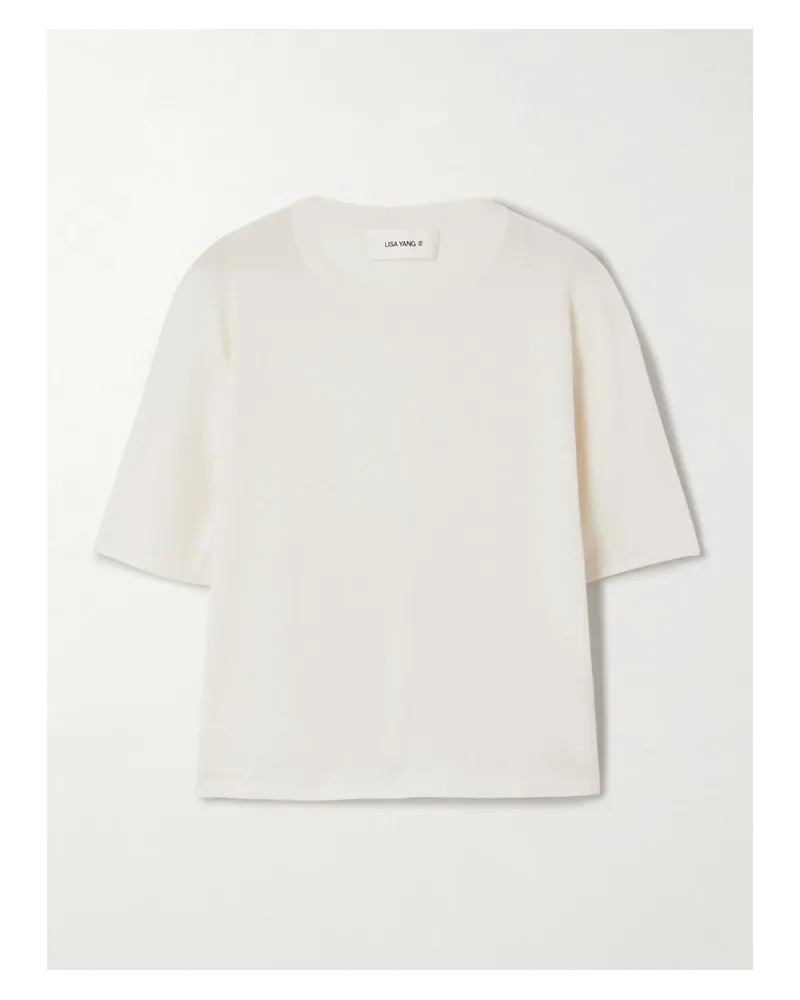 Lisa Yang Rubie T-shirt Aus Einer Gerippten Baumwoll-kaschmirmischung - Creme Creme